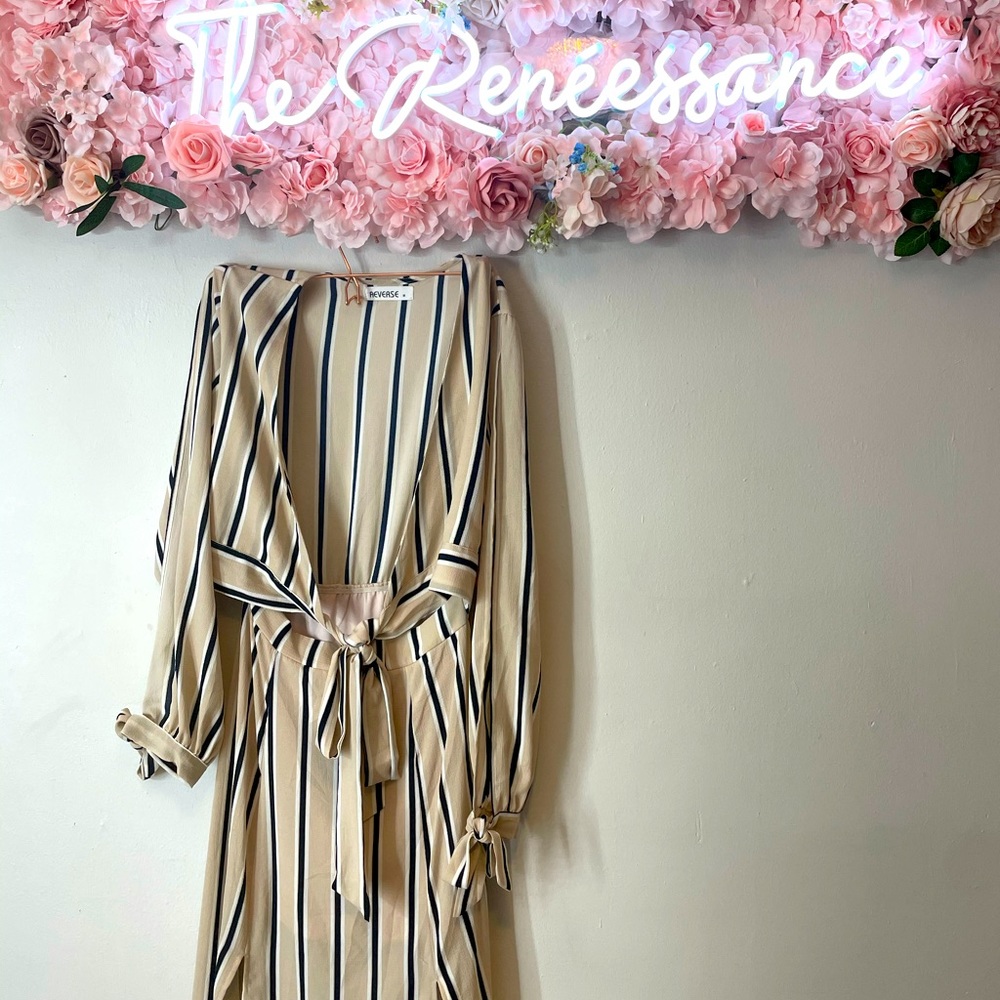 Reverse Medium Striped Double Split Tie Dress - image 6